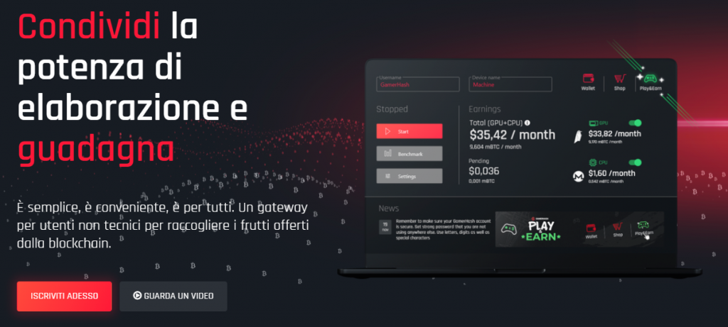 GamerHash Guadagna Soldi in Automatico